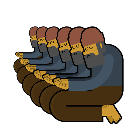 Homeless Group. Beggars, Poor set. bum hobo Vector illustrationのイラスト素材
