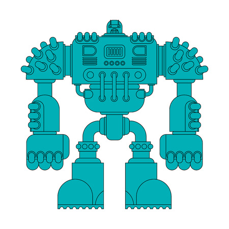 Battle robot isolated. Cyborg warrior future. Vector illustrationのイラスト素材
