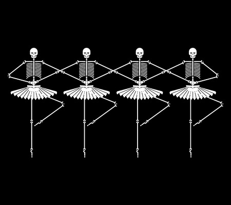 Skeleton ballerina isolated. Skull and bones ballet. Halloween Vector illustration.のイラスト素材