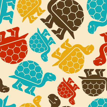 Turtle pattern seamless. tortoise Vector background. Amphibian ornamentのイラスト素材