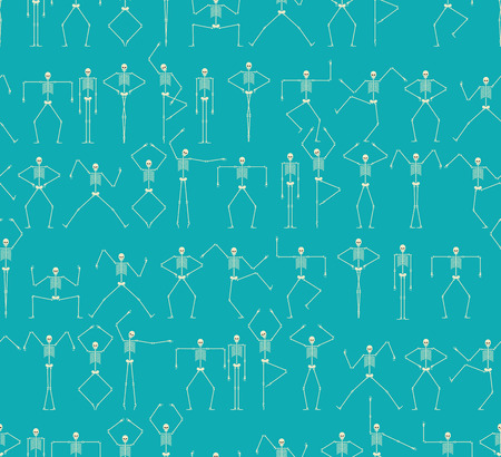Skeleton dance pattern seamless. Skull and bone dances texture. Halloween background Vector illustration.のイラスト素材