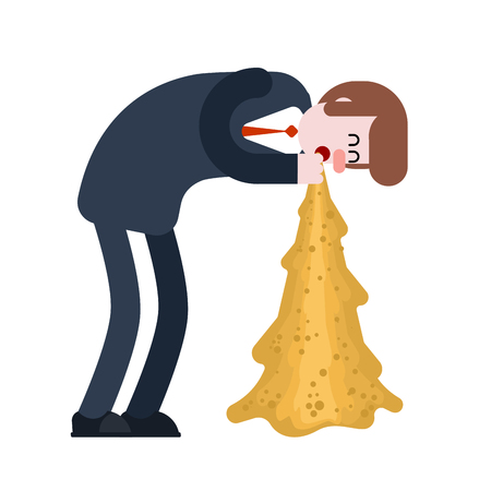Vomit man. Puke Vector illustration. Retching cartoon. Vomitusのイラスト素材