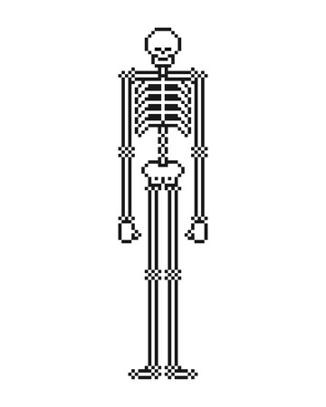 Skeleton pixel art. Skull and bone 8 bit. Vector illustration.のイラスト素材