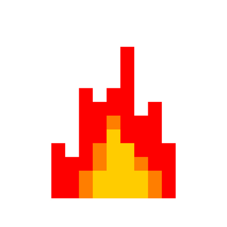 Fire pixel art. 8 Bit Flame. vector illustrationのイラスト素材