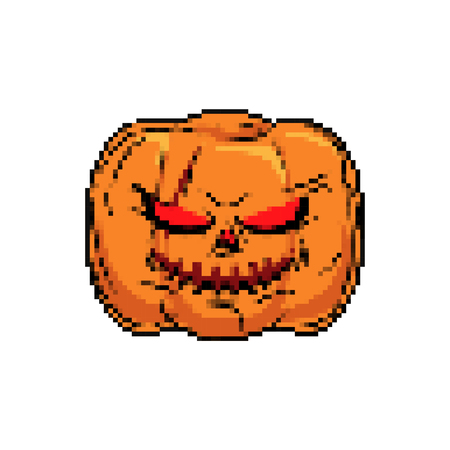 Pumpkin Halloween Pixel art. Horror symbol 8 bitのイラスト素材