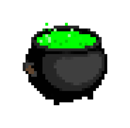Pot witch pixel art. Boiler potion 8 bit. Halloween vector illustration
のイラスト素材