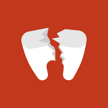 Broken tooth crack. Dentist vector illustration sick teethのイラスト素材