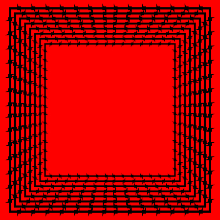 Barbed wire frame. Barb cadre Prison border. Vector illustrationのイラスト素材