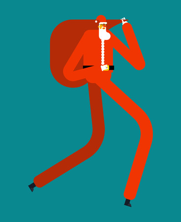Santa Claus go by sack red big. Christmas grandfather. New Yearのイラスト素材