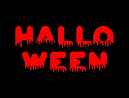 Halloween lettering blood. Red liquid letter. Vector illustrationのイラスト素材