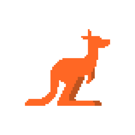 Kangaroo pixel art. wallaby 8 bit. Australian animalのイラスト素材