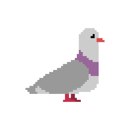 Pigeon pixel art. Dove 8 bit. Vector illustrationのイラスト素材