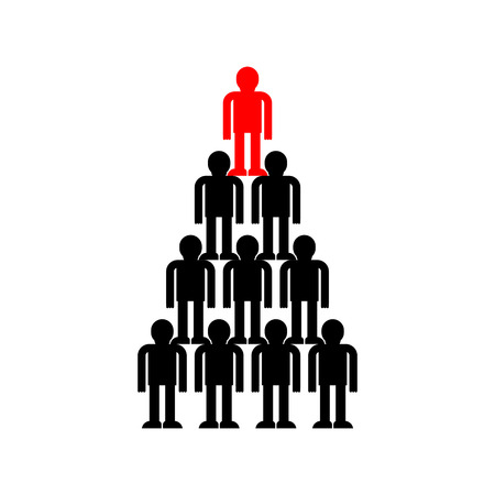 Pyramid Company structure leader. Subordination system business. Boss on top.  leaderのイラスト素材