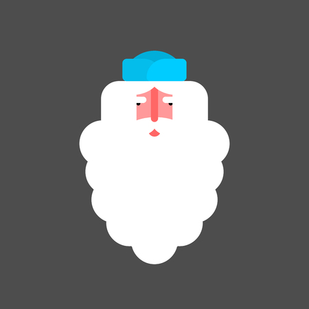 Ded Moroz face. National traditional folk Russian Santa Claus head. Grandfather in Russia. New Year grandpa.のイラスト素材