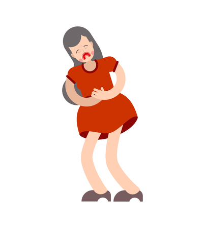 PMS menstrual pain girl. Woman suffering from abdominal pain. Girl with period of abdominal cramps
のイラスト素材