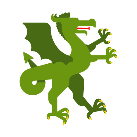 Dragon green Heraldic animal. Fantastic Beast. Monster for coat of arms. Heraldry design element.のイラスト素材