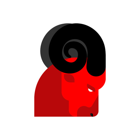 Red ram head isolated. Horned sheep face. Farm animalのイラスト素材