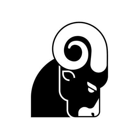 Ram head icon. Horned sheep face. Farm animalのイラスト素材