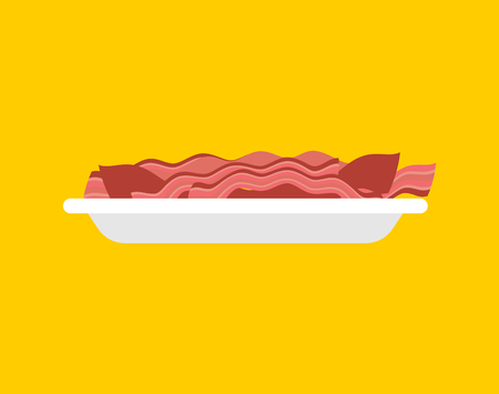 Plate with fried bacon. Roast pork for breakfast
のイラスト素材
