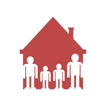 Family in home symbol. kind in house sign icon. Parents and children. Vector illustration
Â のイラスト素材
