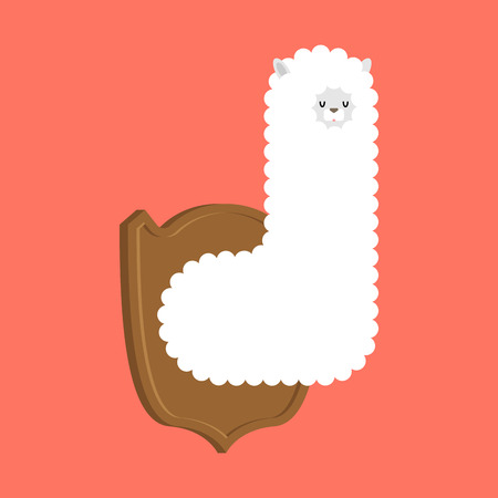 Lama hunting trophy. llama head on wooden shield
Â のイラスト素材