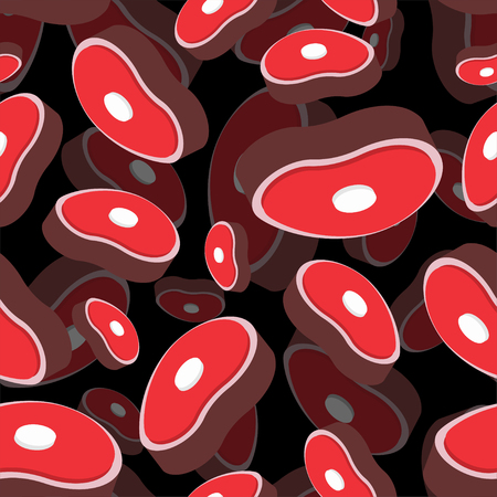 Slice meat pattern seamless. pork on bone background. Piece of Beef beefsteak ornamentのイラスト素材