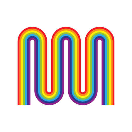 Rainbow twisted zigzag. Rainbow heating radiator isolated. Multicolored metal radiator heating systemsのイラスト素材