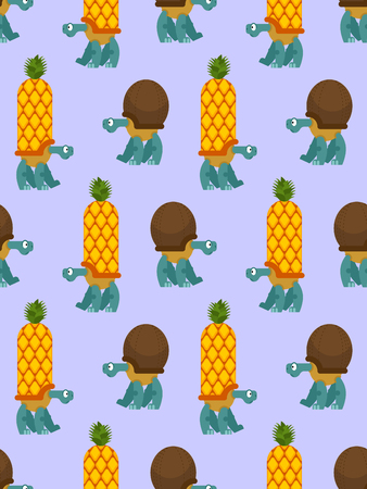 Turtle pattern seamless. Amphibian background. Childrens cloth texture. Animal Ornamentのイラスト素材