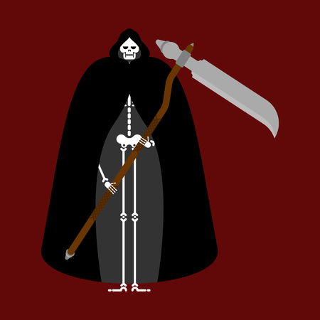 Grim reaper in black cloak. Death in capeのイラスト素材