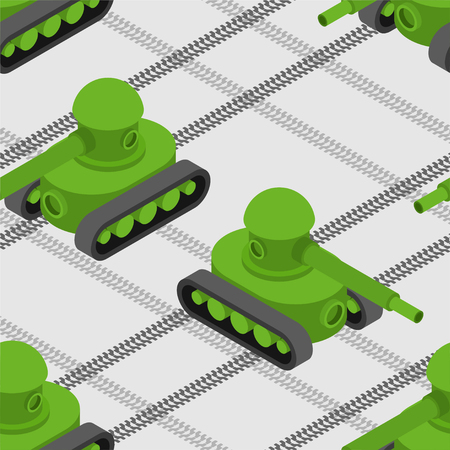 Tank isometric style pattern. War machine backgroundのイラスト素材