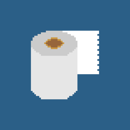 Toilet paper pixel art. Paper Roll 8 bit. graphics old gameのイラスト素材