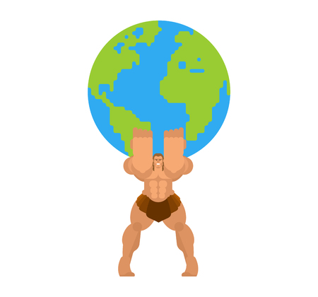 Atlas keeps earth. Atlant holds world on his shouldersÂ のイラスト素材