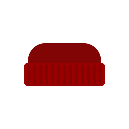 Red knitted hat man isolated. Lumberjack Winter capのイラスト素材
