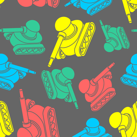 Tank pattern seamless. War machine background. Army ornament. Martial vector texture. Childrens Fabricのイラスト素材