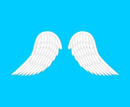 Angel wings isolated. White feather bird wings. Vector illustrationのイラスト素材