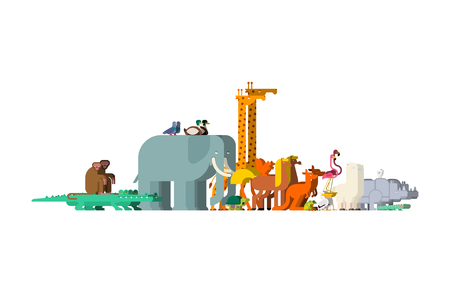Set family animals. Pairs of beasts. Noah animal. Vectorのイラスト素材