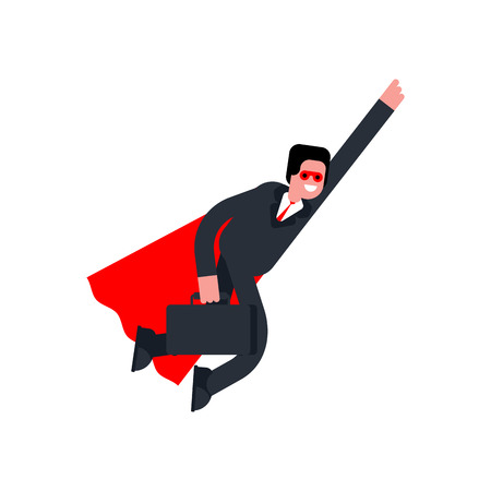 Super Businessman. Superhero manager. Worker in cloak. Superpowers bossのイラスト素材