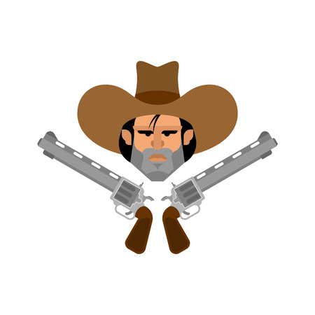 Cowboy and gun isolated. Wild west sign. Western symbolのイラスト素材