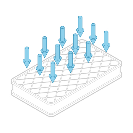 Sleeping mattress and arrows. Filling for bed. Vector illustrationのイラスト素材