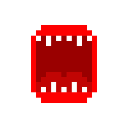 Angry open mouth with teeth pixel art. 8bitのイラスト素材