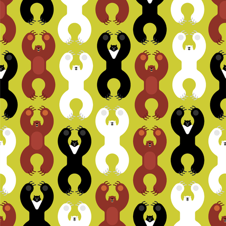 Breeds bears pattern seamless. Grizzly and himalayan bear and polar bears. evil isolated cartoon style. Wild predator attacksのイラスト素材
