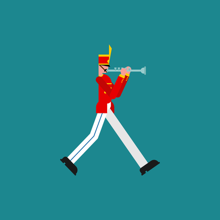 Soldier and trumpet. Soldier with musical instrument. musician Military bandのイラスト素材