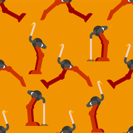 Ostrich pattern seamless. Big bird background. vector ornamentのイラスト素材