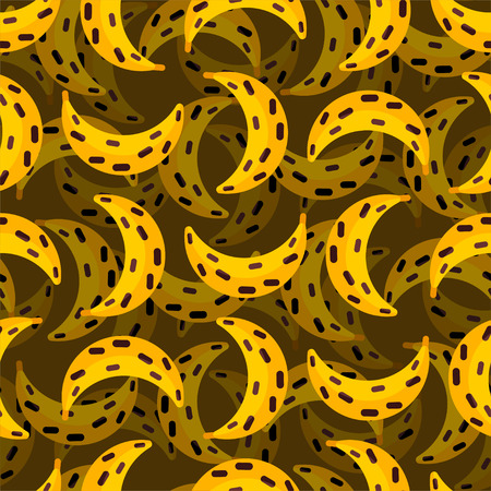 Rotten banana pattern seamless. Spoiled fruit background. Yellow old tropical foodのイラスト素材