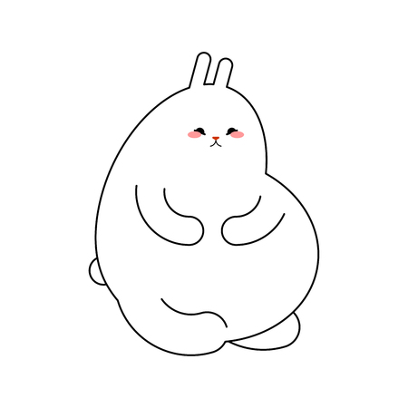 Fat rabbit isolated. Thick white hare. vectorのイラスト素材