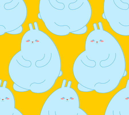Fat rabbit pattern seamless. Thick hare background. Cute baby cloth texture vectorのイラスト素材