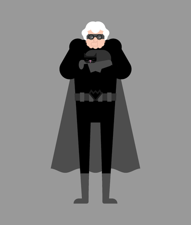 Grandmother superhero isolated. Super Grandma. Superpowers old woman. Cartoon style vectorのイラスト素材