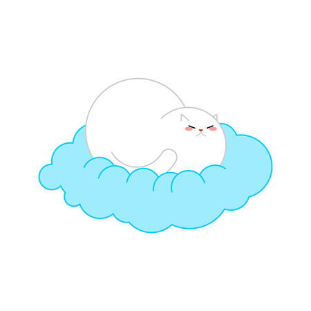 Cat on cloud. Pet sleeping soft cloudのイラスト素材
