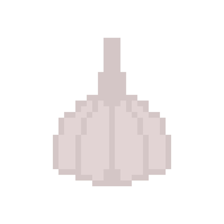 Garlic pixel art. Vegetable pixelated. Old game graphics. 8 bit Vector illustrationのイラスト素材