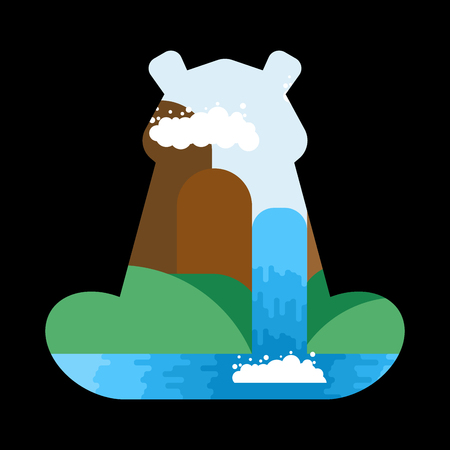 Silhouette bear forest landscape in its outlines. Wildlife Inside predator.
ÃÂ のイラスト素材